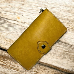 ⑥ミドルトラッカーウォレット/栃木レザー黒色/ホック真鍮/小判カン