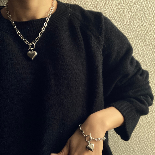 ーwave chain×Heartー サージカルステンレス チェーンネックレス