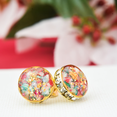 クリスマス定番】ホワイトクリスマス：ピアス/イヤリング【受注  