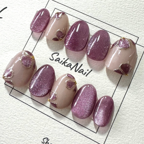 サイズオーダー】フラワーマグネットネイルチップ/大人ネイル