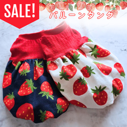 犬服ハンドメイド♡いちご柄立体バラ♡ロンパース