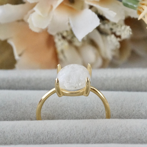 天然石　ハイアライトオパール　ルース　リング　天然石アクセサリー　オーダーリング 受注制作】10月誕生石 ハイアライトオパール リング 7号