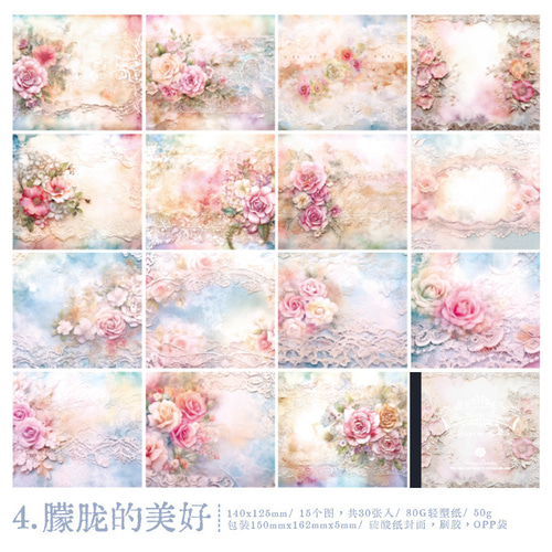 P04】コラージュ 素材 紙ものセット 海外 シート 素材紙 4種 レトロ