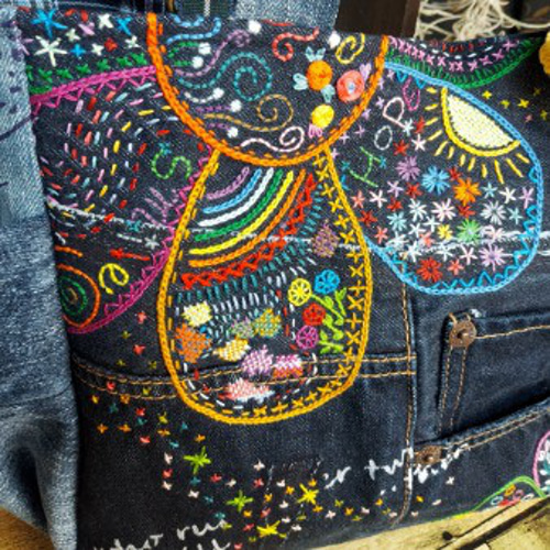 刺繍デニムバック No.554 デニムリメイク ショルダーバッグ 刺繍デニムバック No.554 デニムリメイク ショルダーバッグ