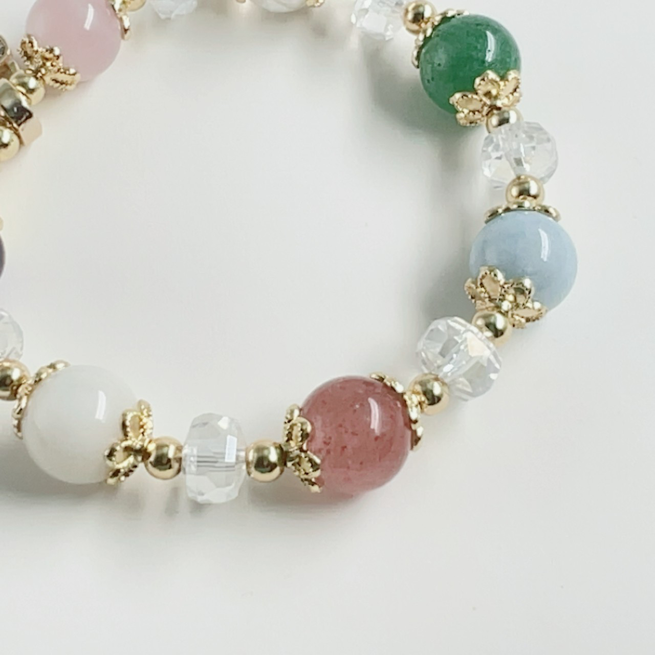 B262 心に鍵をかける誘惑LOVEブレスレット 幸せを迎える準備  べリアル 天然石 マルチストーン 数珠フリーサイズ