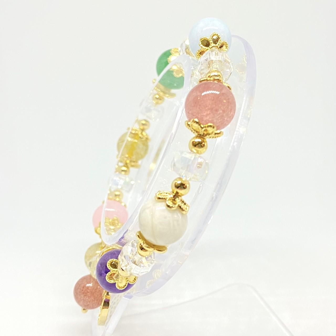 B262 心に鍵をかける誘惑LOVEブレスレット 幸せを迎える準備  べリアル 天然石 マルチストーン 数珠フリーサイズ