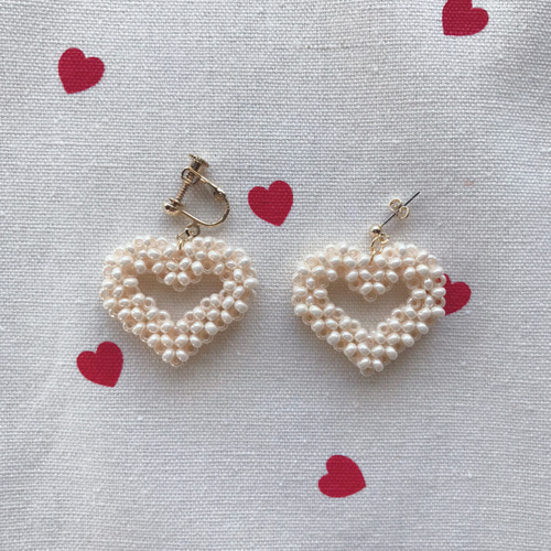 21】【送料無料】ハート Heart オープンハート ビーズ イヤリング