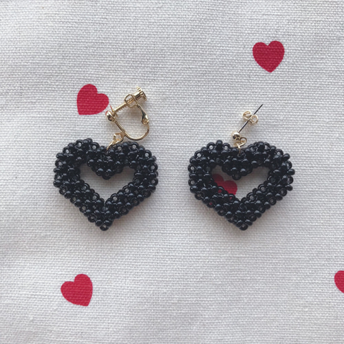 21】【送料無料】ハート Heart オープンハート ビーズ イヤリング