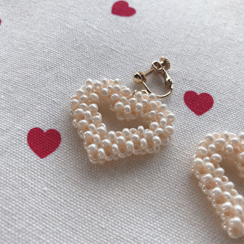 21】【送料無料】ハート Heart オープンハート ビーズ イヤリング