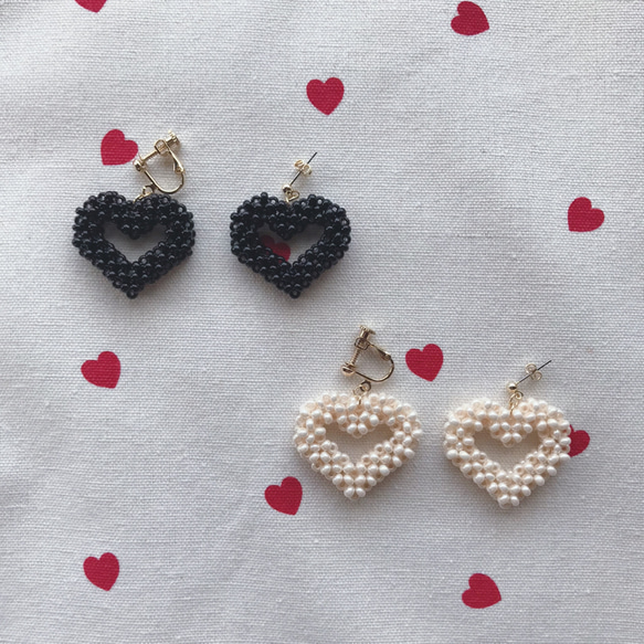 21】【送料無料】ハート Heart オープンハート ビーズ イヤリング