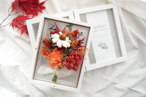 Creema限定デザイン】秋色もみじのプリザーブドフラワー花束アレンジ  