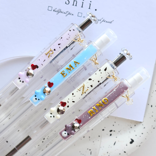 sale‼️N1735 カスタムボールペン ボルドーくまちゃん リボン 薔薇
