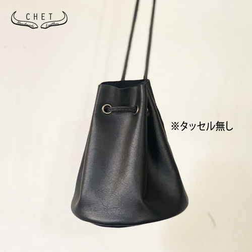 レザー巾着バッグ・黒 タッセル付き 巾着バッグ Chet-Leather 通販 