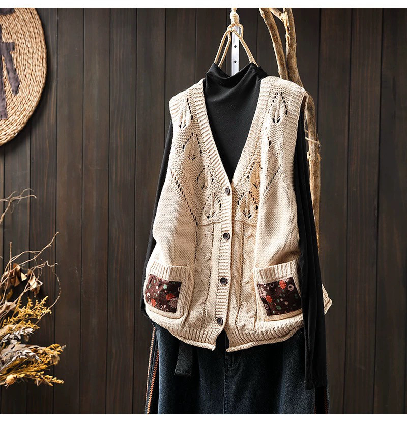 前開きニットベスト、カーディガン、春秋ベスト、冬ベスト、ニットベスト、ニットセーター、防寒対策（Tシャツなし）