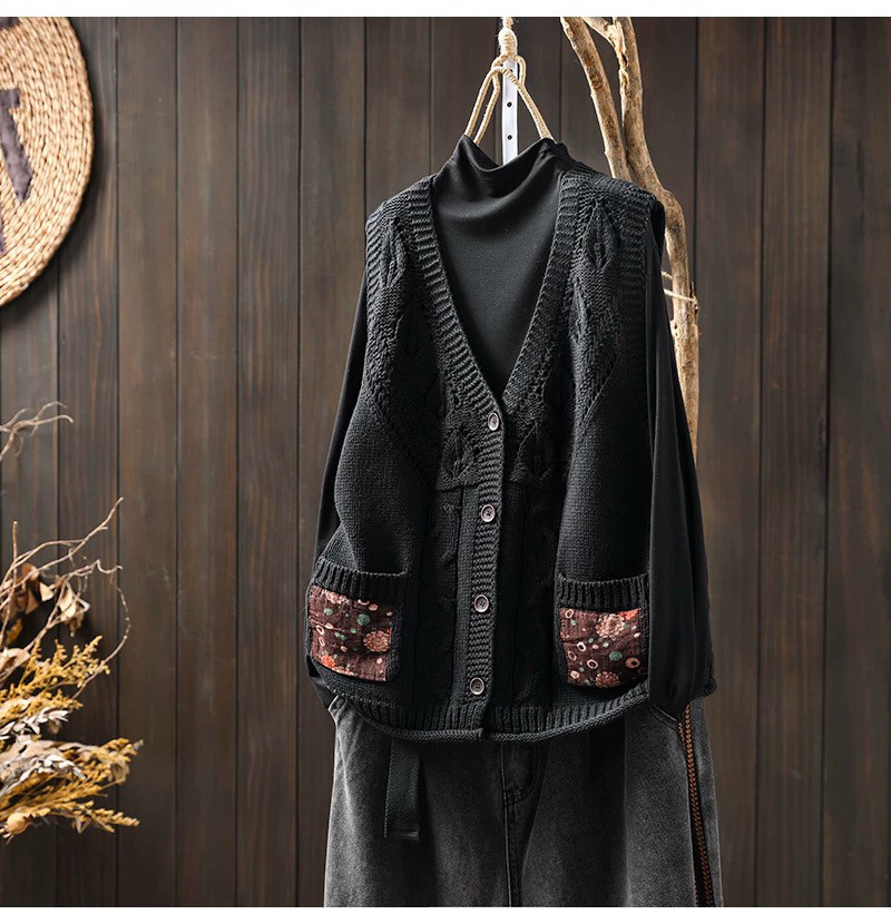 前開きニットベスト、カーディガン、春秋ベスト、冬ベスト、ニットベスト、ニットセーター、防寒対策（Tシャツなし）