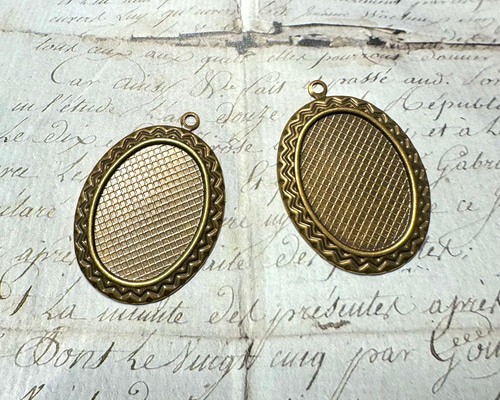 1個 アメリカ製 25×18mm専用 セッティング 真鍮 台座 石座 ミール皿