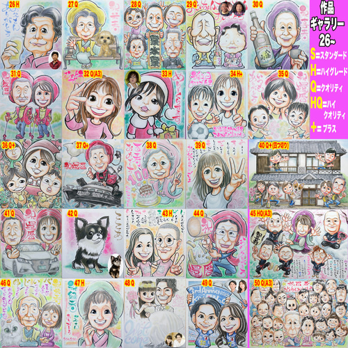そっくりでかわいいプロ手描き似顔絵オーダーメイド:名前入りポエム