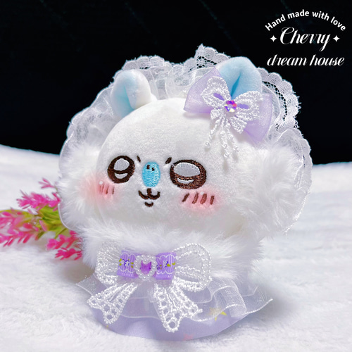 ぬい服 ちいかわ ロリータ ヘッドドレス ワンピース リボン 3点セット 