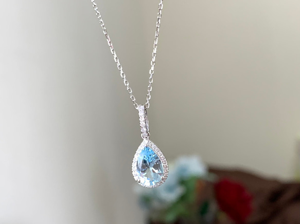 K18 アクアマリン ダイヤモンドペンダントトップ 万能金具 アクアマリンペンダントトップk18 ペンダントトップ