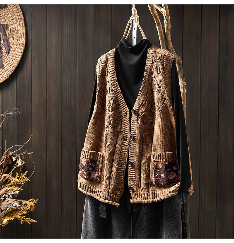前開きニットベスト、カーディガン、春秋ベスト、冬ベスト、ニットベスト、ニットセーター、防寒対策（Tシャツなし）