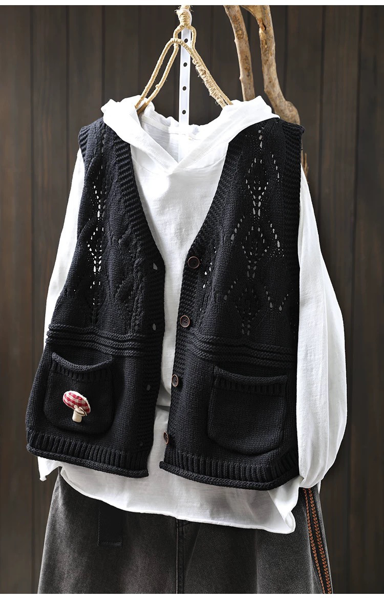 春秋ベスト、前開きニットベスト、カーディガン、冬ベスト、ニットベスト、ニットセーター、防寒対策（Tシャツなし）