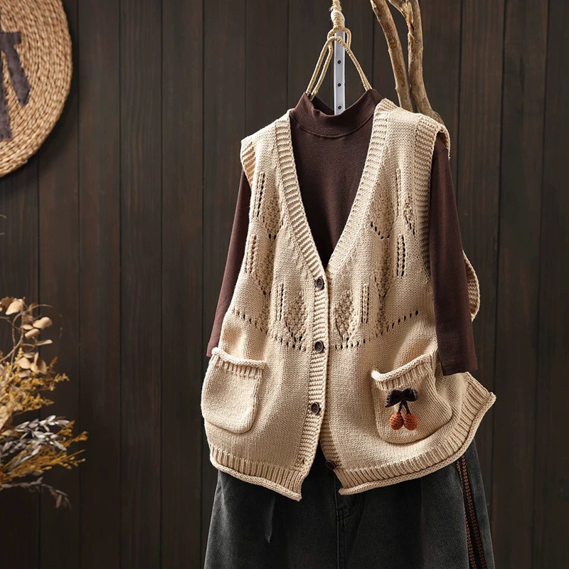 春秋ベスト、前開きニットベスト、カーディガン、冬ベスト、ニットベスト、ニットセーター、防寒対策（Tシャツなし） 5,544円
