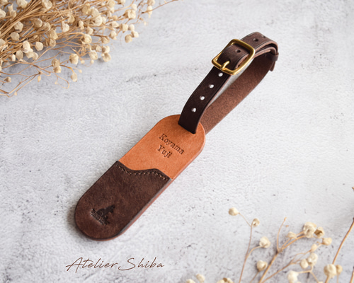 ラゲッジタグ ネームタグ 本革 ｲﾀﾘｱﾝﾚｻﾞｰ Brown ブラウン その他
