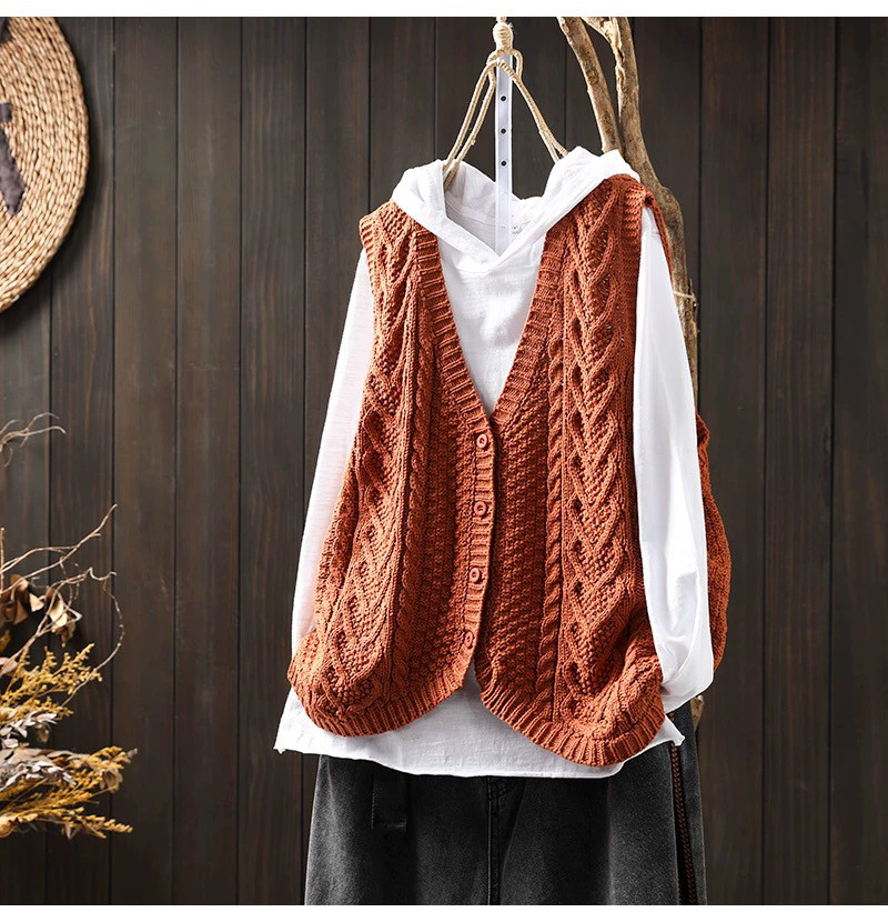 春秋ベスト、前開きニットベスト、カーディガン、冬ベスト、ニットベスト、ニットセーター、防寒対策（Tシャツなし）