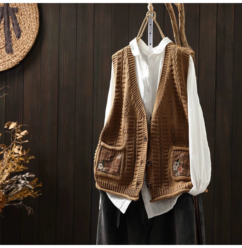春秋ベスト、前開きニットベスト、カーディガン、冬ベスト、ニットベスト、ニットセーター、防寒対策（Tシャツなし）