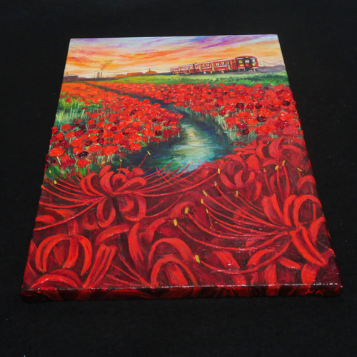 油絵 絵画【青い彼岸花】【四切木製】 油絵 絵画【青い彼岸花】【四切木製】 油絵 絵画【青い彼岸花