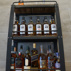 ウィスキーラック　ワゴンタイプ　男前インテリア　棚　インダストリアル　収納　お酒　オープンシェルフ　 7枚目の画像