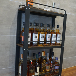 ウィスキーラック　ワゴンタイプ　男前インテリア　棚　インダストリアル　収納　お酒　オープンシェルフ　 6枚目の画像