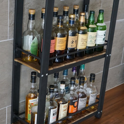 ウィスキーラック　ワゴンタイプ　男前インテリア　棚　インダストリアル　収納　お酒　オープンシェルフ　 8枚目の画像