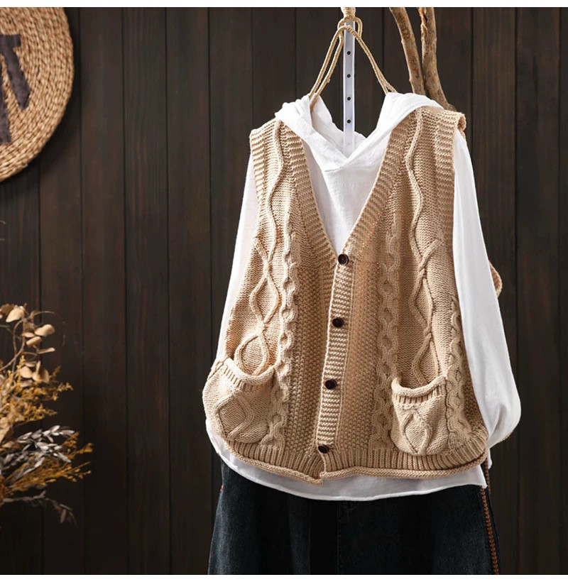 春秋ベスト、前開きニットベスト、カーディガン、冬ベスト、ニットベスト、ニットセーター、防寒対策（Tシャツなし）