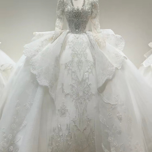 激売れ人気商品！Vネック グリッター フランスレース フレアー  