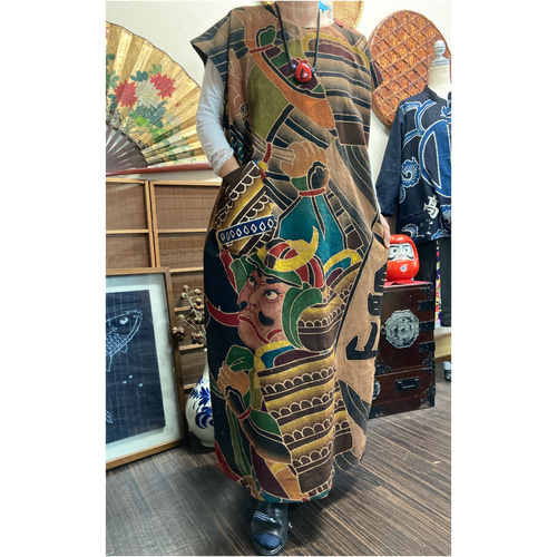 柿渋染め幟旗ワンピース