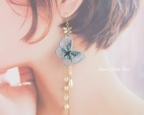 fluaバタフライフラワーピアス ぐみ様ゼクシィ掲載 flua butterfly flower ピアス