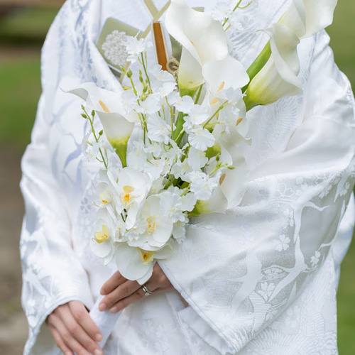 ウェディングブーケ Wedding Bouquet カラー 胡蝶蘭 純白 和装 ウェディングブーケ Wedding Bouquet カラー 胡蝶蘭 純白 和装