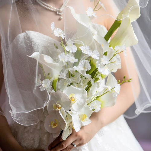 ウェディングブーケ Wedding Bouquet カラー 胡蝶蘭 純白 和装 ウェディングブーケ Wedding Bouquet カラー 胡蝶蘭 純白 和装