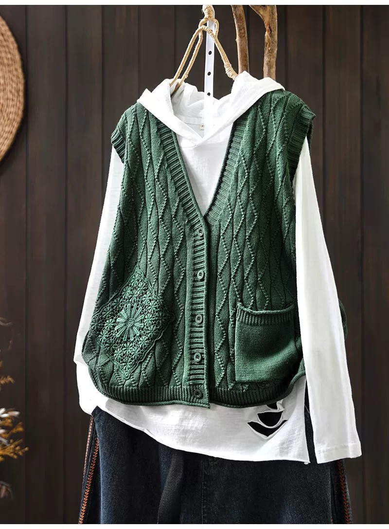 春秋ベスト、前開きニットベスト、カーディガン、冬ベスト、ニットベスト、ニットセーター、防寒対策（Tシャツなし）