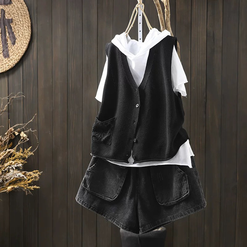 春秋ベスト、前開きニットベスト、カーディガン、冬ベスト、ニットベスト、ニットセーター、防寒対策（Tシャツなし）