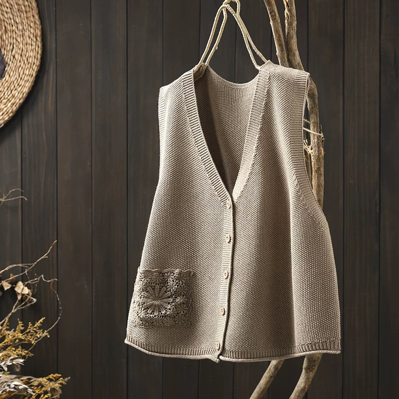 春秋ベスト、前開きニットベスト、カーディガン、冬ベスト、ニットベスト、ニットセーター、防寒対策（Tシャツなし）