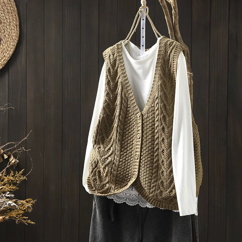 春秋ベスト、前開きニットベスト、カーディガン、冬ベスト、ニットベスト、ニットセーター、防寒対策（Tシャツなし）