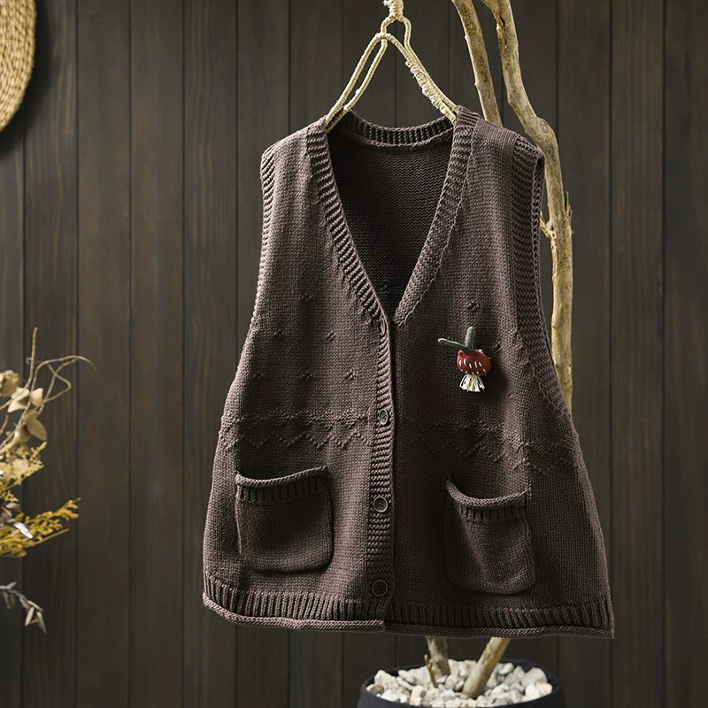 春秋ベスト、前開きニットベスト、カーディガン、冬ベスト、ニットベスト、ニットセーター、防寒対策（Tシャツなし）