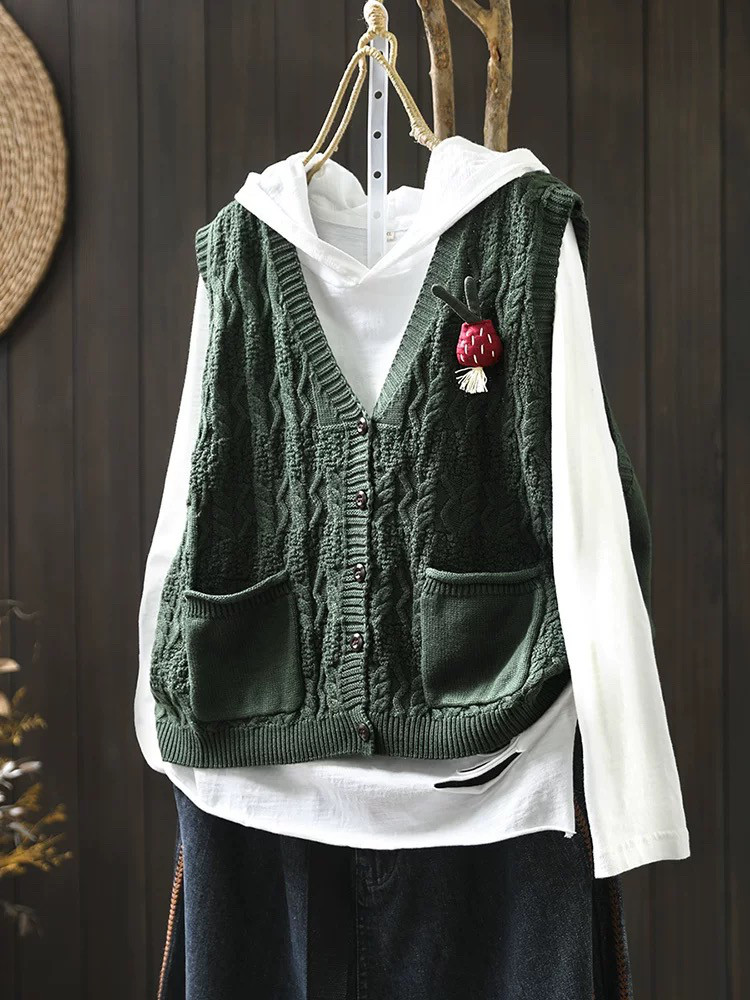 春秋ベスト、前開きニットベスト、カーディガン、冬ベスト、ニットベスト、ニットセーター、防寒対策（Tシャツなし）
