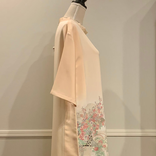 新作＊色留袖の着物リメイク＊衿つきAラインフォーマルワンピース