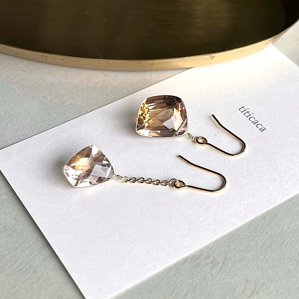 アシンメトリーカラーのアメトリンピアス