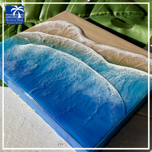 P-92】海Oceanアート(南国ビーチ） レジン インテリアパネル 立体