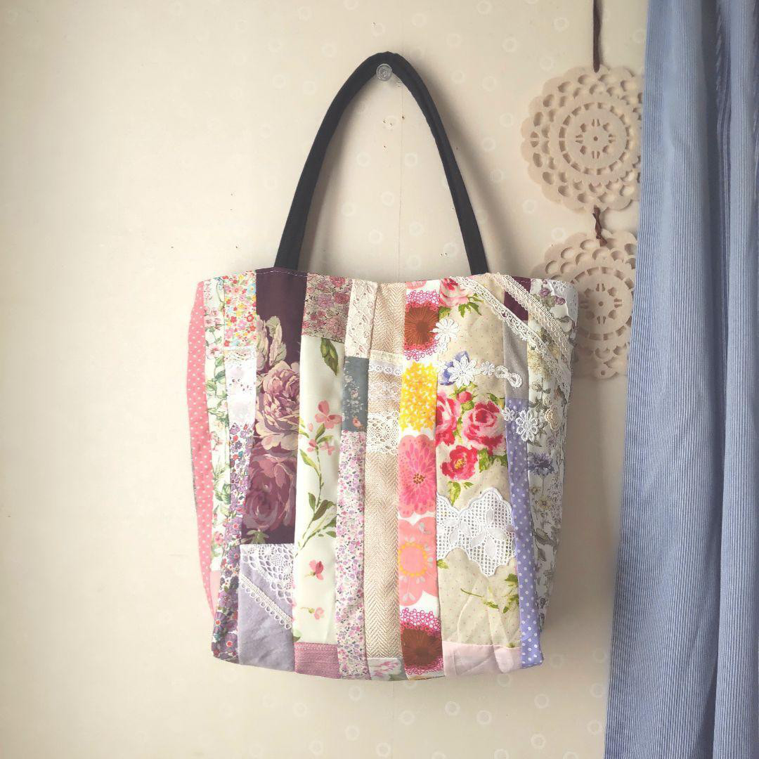 大きなお花のトートバッグ ハンドメイド パッチワーク 手作り