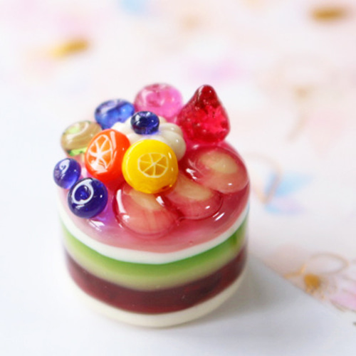 期間限定SALE☆ガラスのミニチュアフルーツケーキ（フルーツ増量